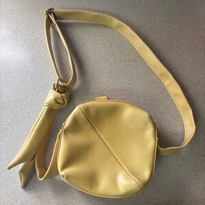 Anthropologie Maeve Butter Yellow Faux Leather Preppy Coastal Boxy Crossbody S